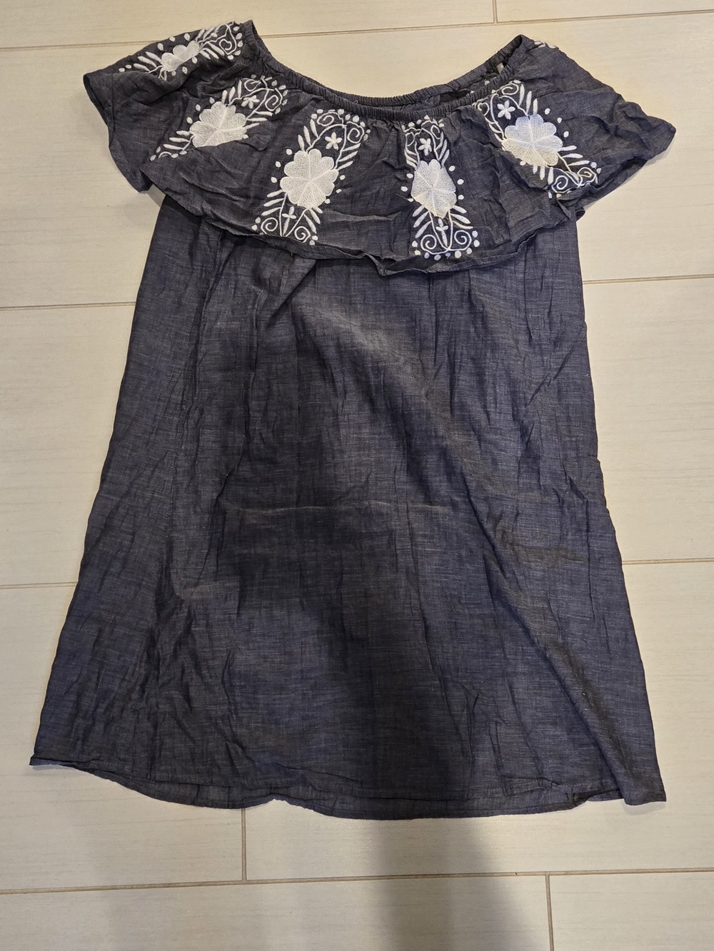 Off-Shoulder Embroidered Mini Dress